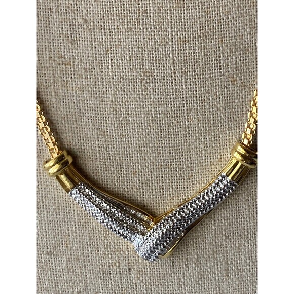 BR Sun 14k gold plated genuine diamonds v shape Necklace